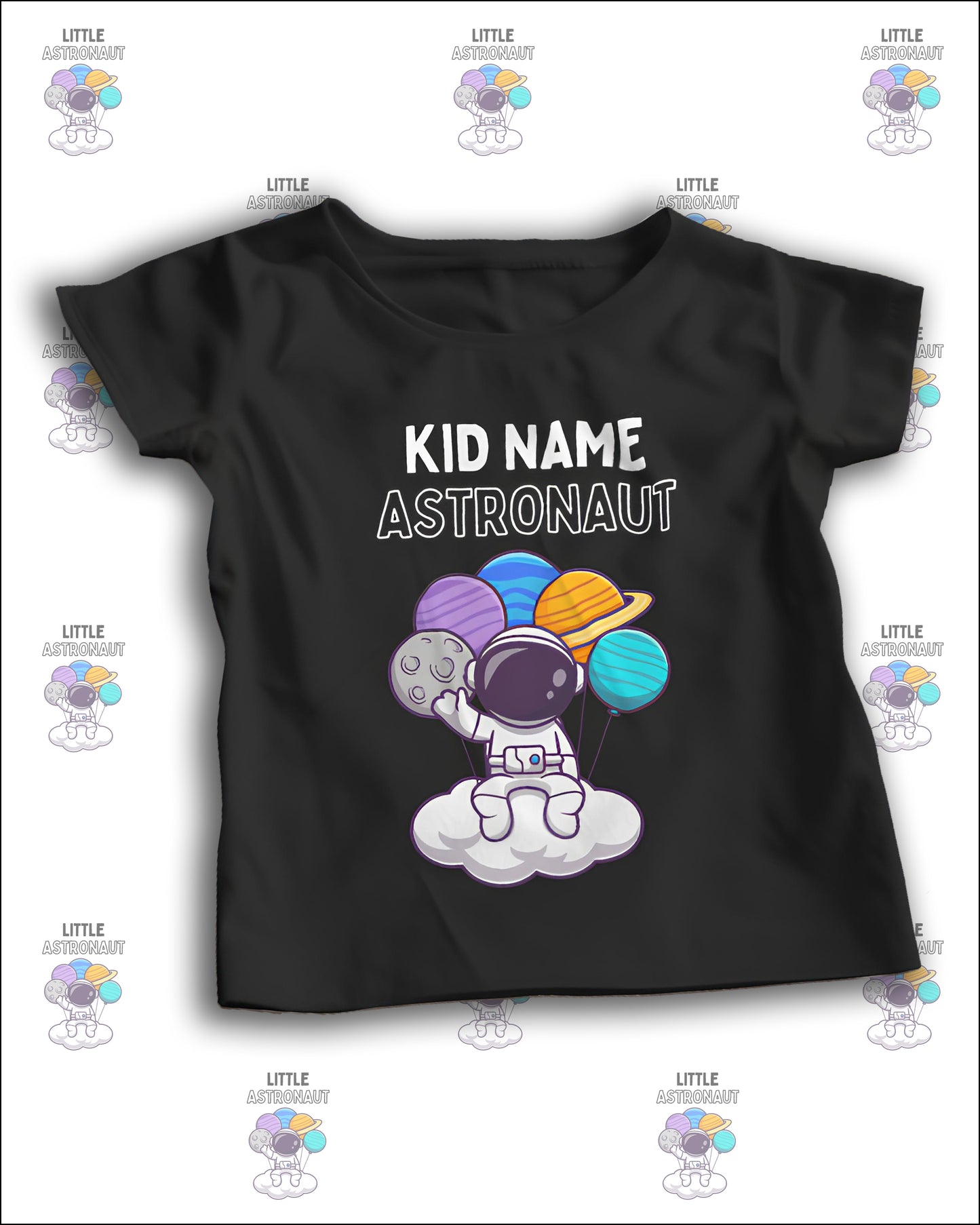 Little Astronaut Custom Kids T-Shirt Personalized Space Adventure Tee