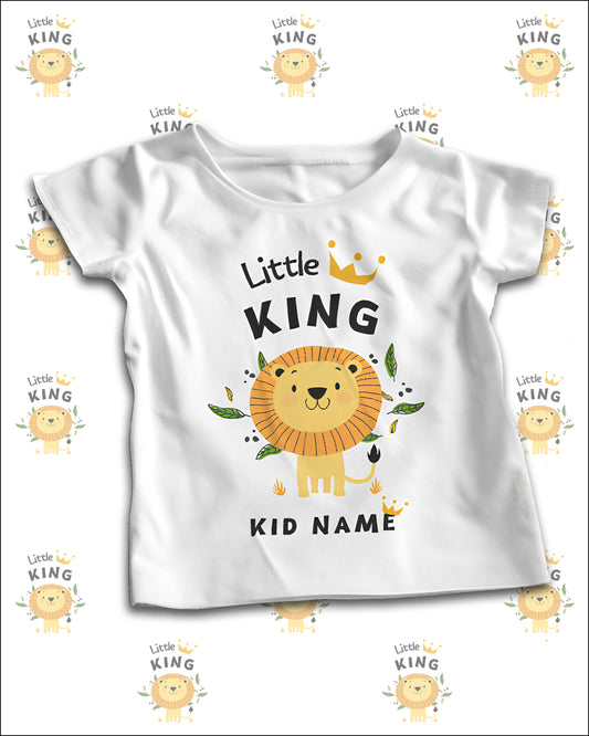 Little King Lion Personalized Kids T-Shirt Custom Name Crown Tee