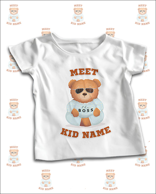 Meet The Boss Teddy Personalized Kids’ T-Shirt with Custom Name